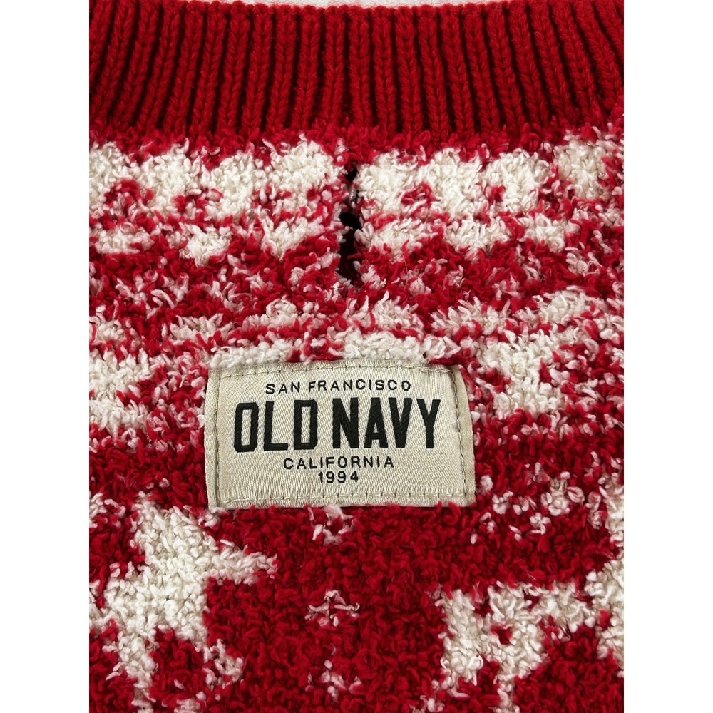 Old Navy Medium Cozy Red And White Christmas Knit Sweater for Pets Winter Preppy - Picture 2 of 6
